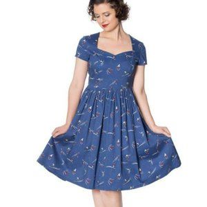 Let's Ski Fit & Flare Dress Banned Apparel Royal Monk  US 18/2X  NWT